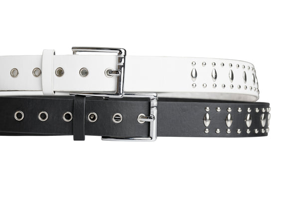 Men's White Studded Belt