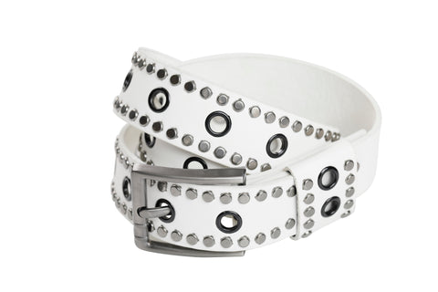 Men's belt  with studs and grommets